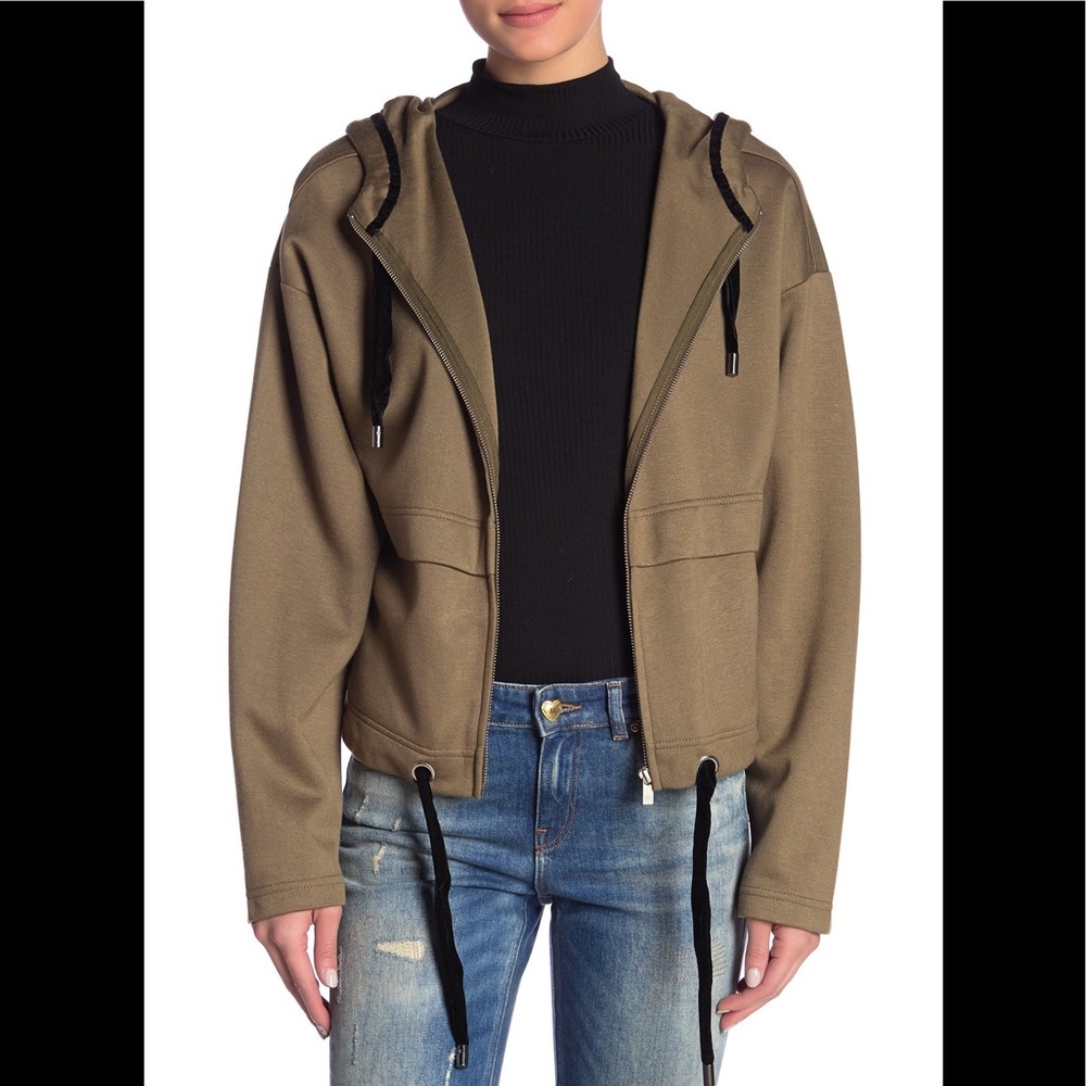 Scotch&Soda Maison Crop Short Camo Green Camp Jacket Hoodie Zip up
